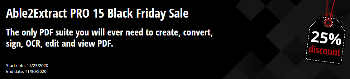 Able2Extract Pro 15 Black Friday Sale