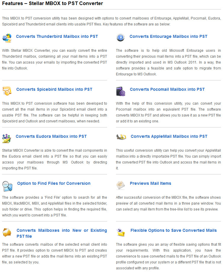 Stellar MBOX to PST Converter Features