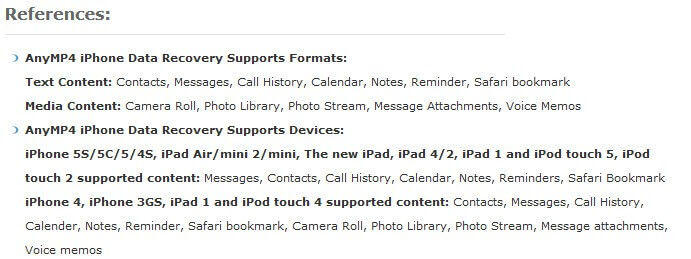 AnyMP4 iPhone Data Recovery Feature