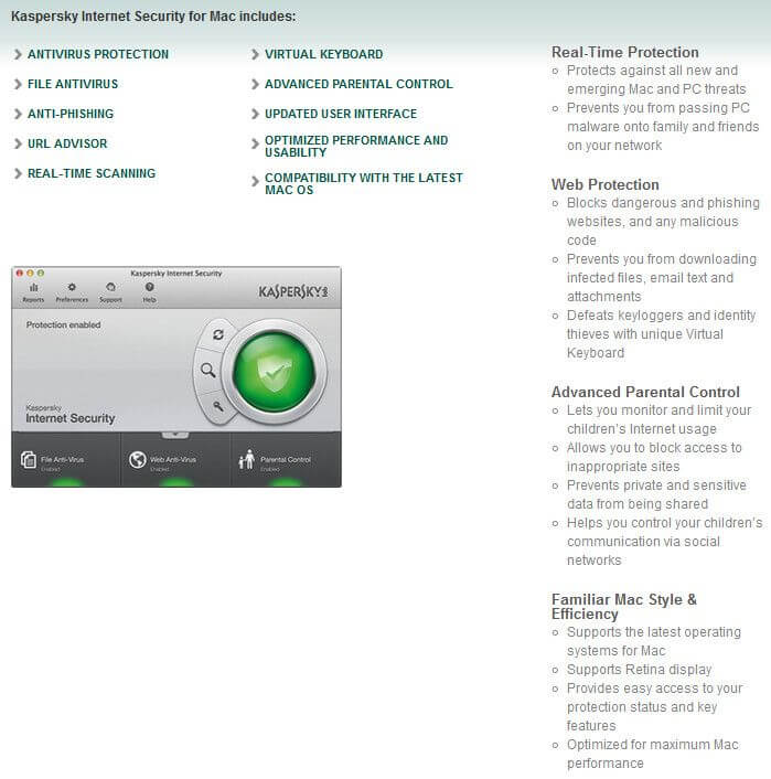 Kaspersky Internet Security for Mac Feature