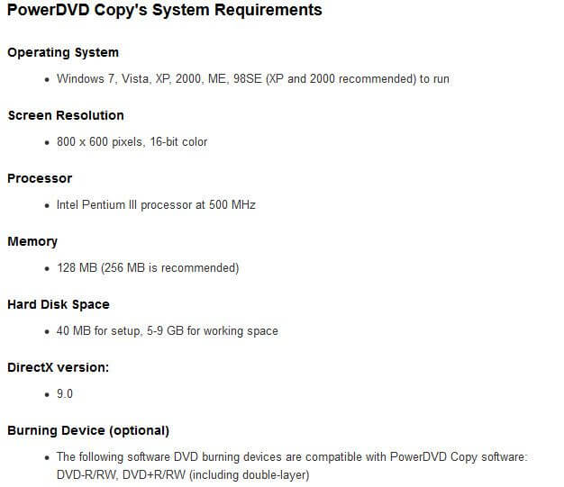 CyberLink PowerDVD Copy Feature