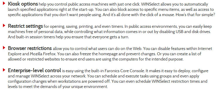 WINSelect Enterprise Feature