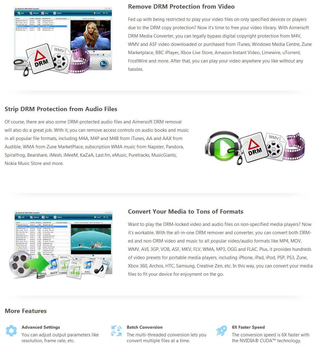 Aimersoft DRM Media Converter Feature