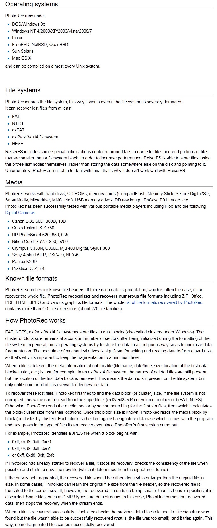 PhotoRec Feature