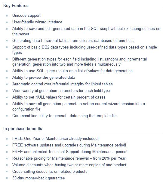 EMS Data Generator for DB2 Feature