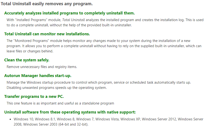 Total Uninstall Feature