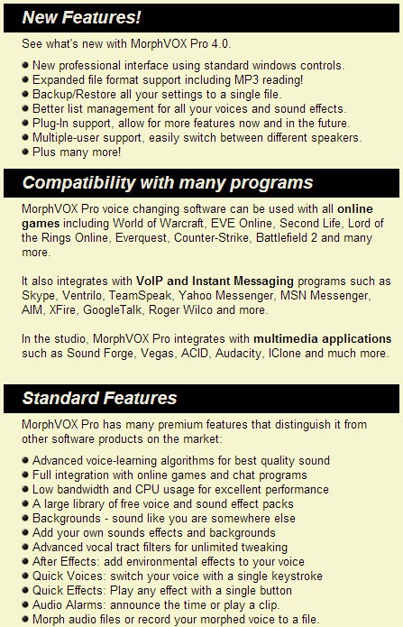 MorphVOX Pro Feature