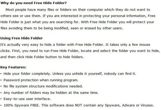 Free Hide Folder Feature