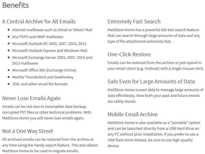 MailStore Home Feature