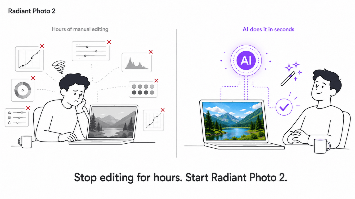 AI photo editing that fixes lighting, color and skin tone instantly.