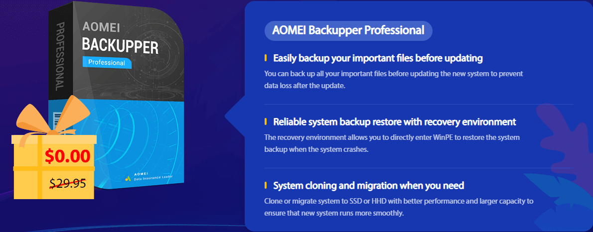AOMEI Backupper Professional giveaway
