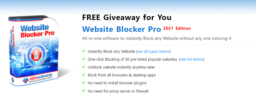 XenArmor Website Blocker Pro giveaway