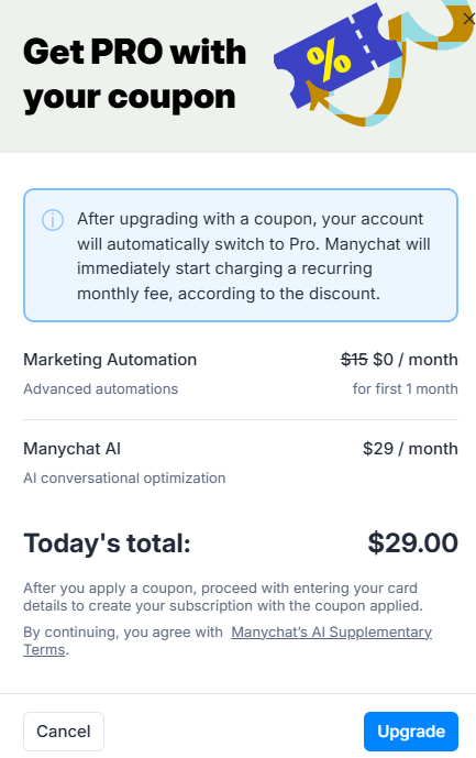 Manychat coupon