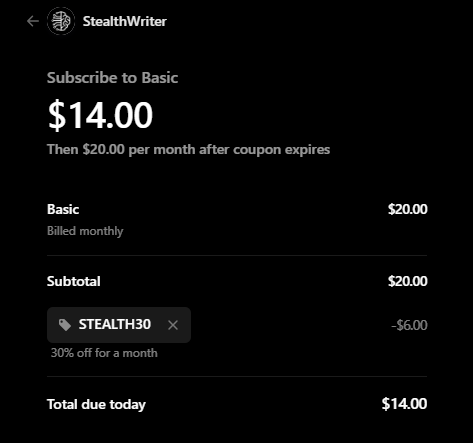 Stealthwriter coupon